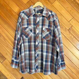 Vintage Wrangler Pearl Snap Plaid Western Shirt